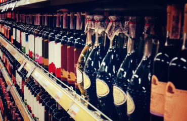 Wine bottles in shop