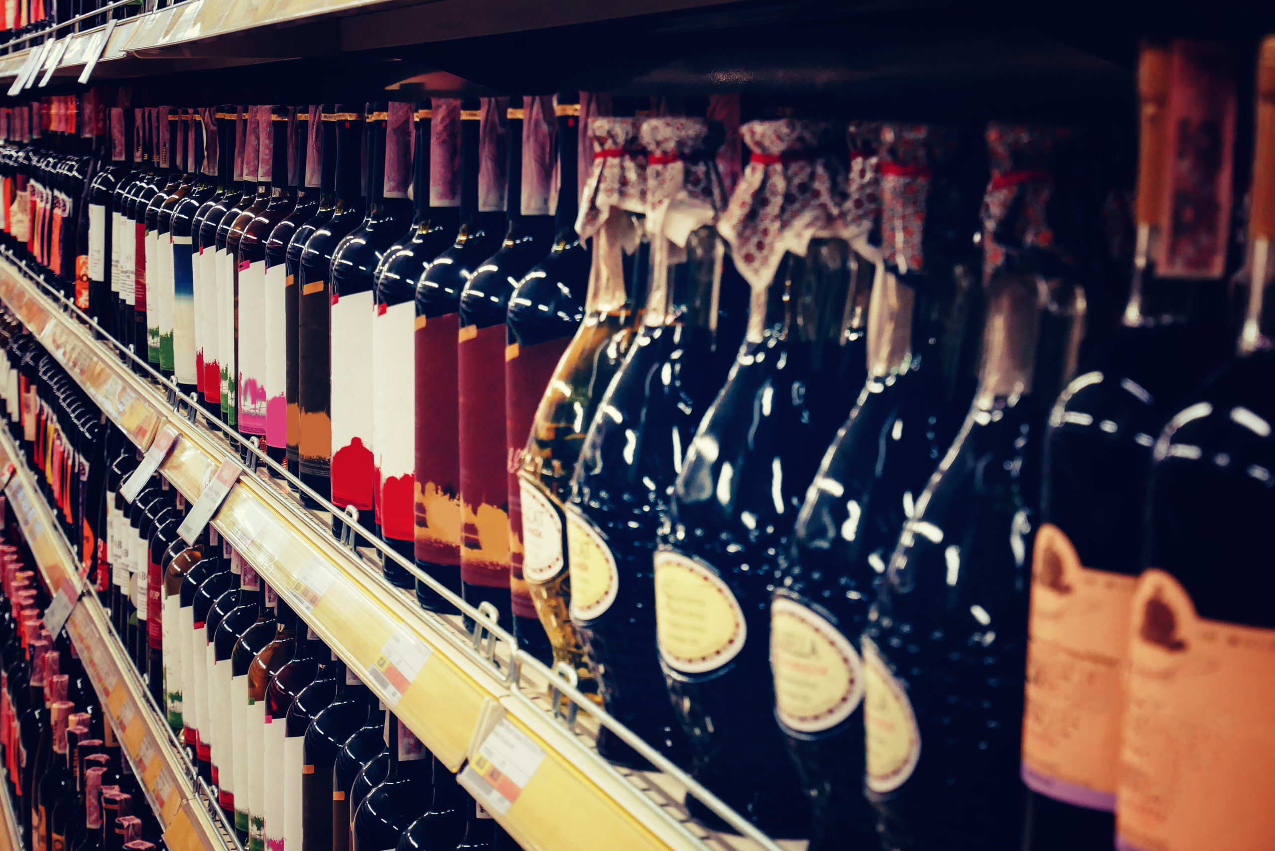 Wine bottles in shop